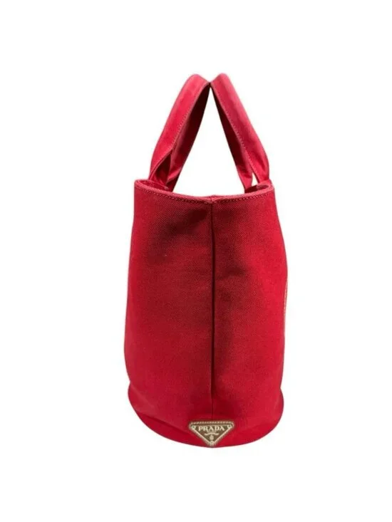 ★SOLD★ Prada Canapa Fabric Shoulder Bag Canvas Red - Picture 4 of 10